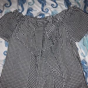 off shoulder, plaid top